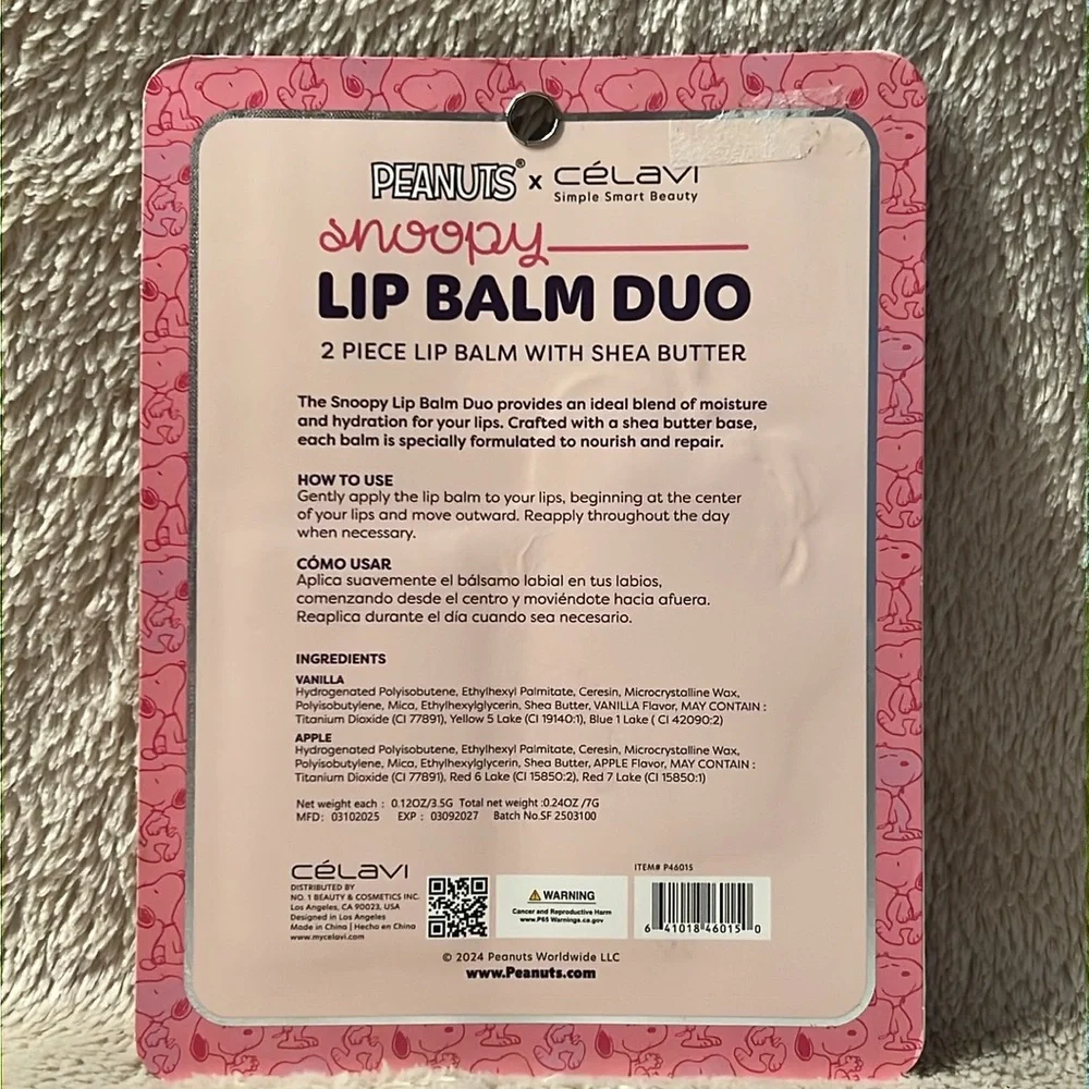 PEANUTS X CÉLAVI Snoopy Lip Balm Duo - Picture 2 of 2